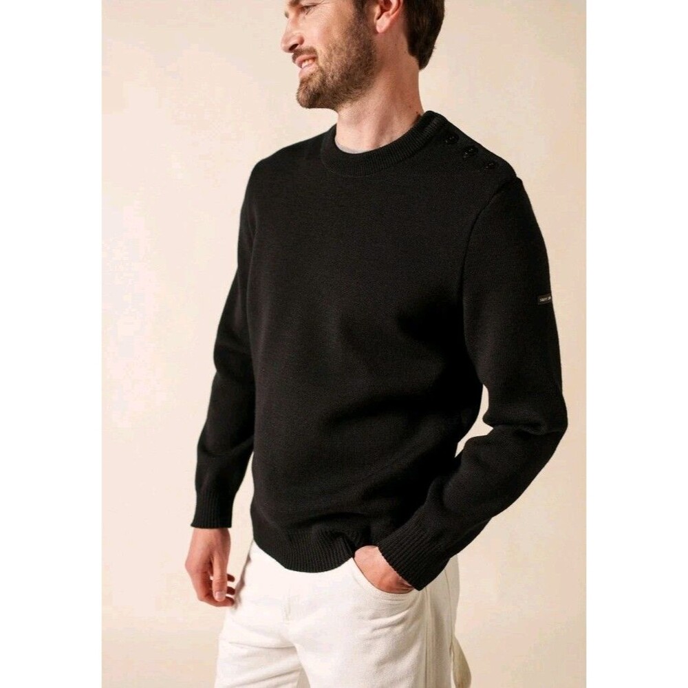 Saint James Cancale Sailor Jumper Black XL France Wool Fisherman Sweater